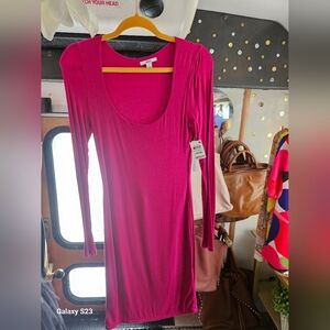 Bar III Fuchsia Long Sleeve Dress